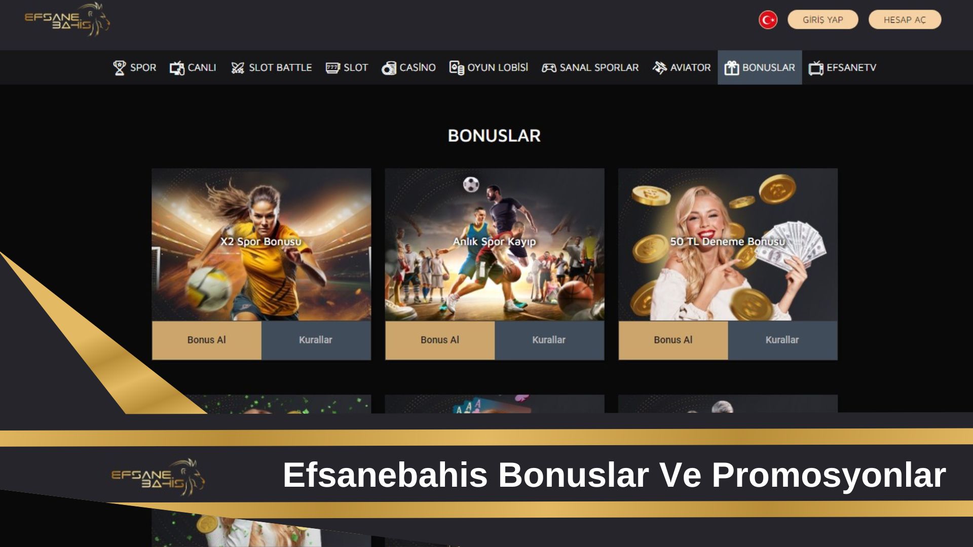 Efsanebahis bonuslar ve promosyonlar